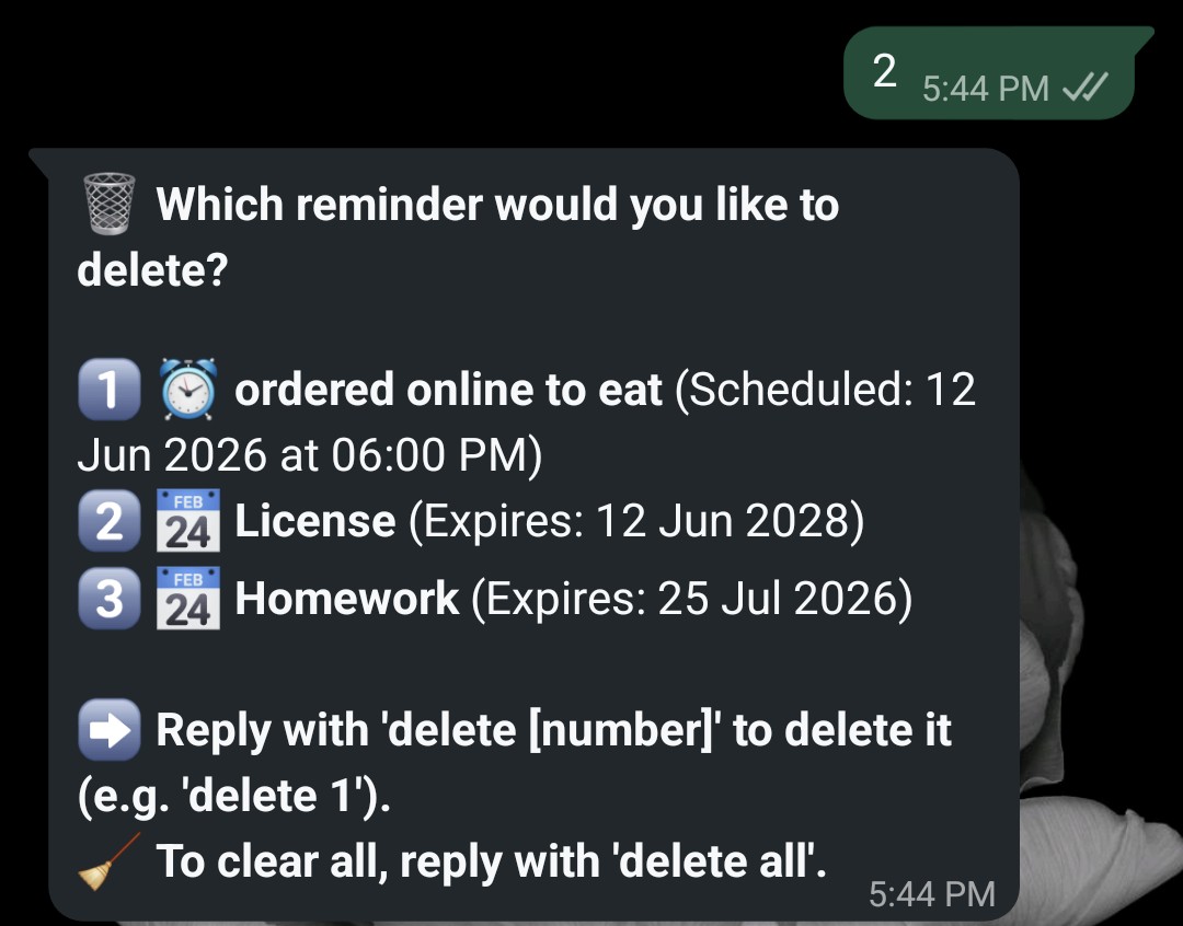 Delete reminder option